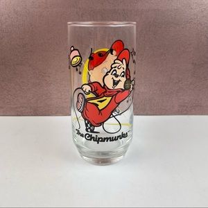 Vintage Alvin And The Chipmunks 1985 Drinking Glass Clear Red Yellow